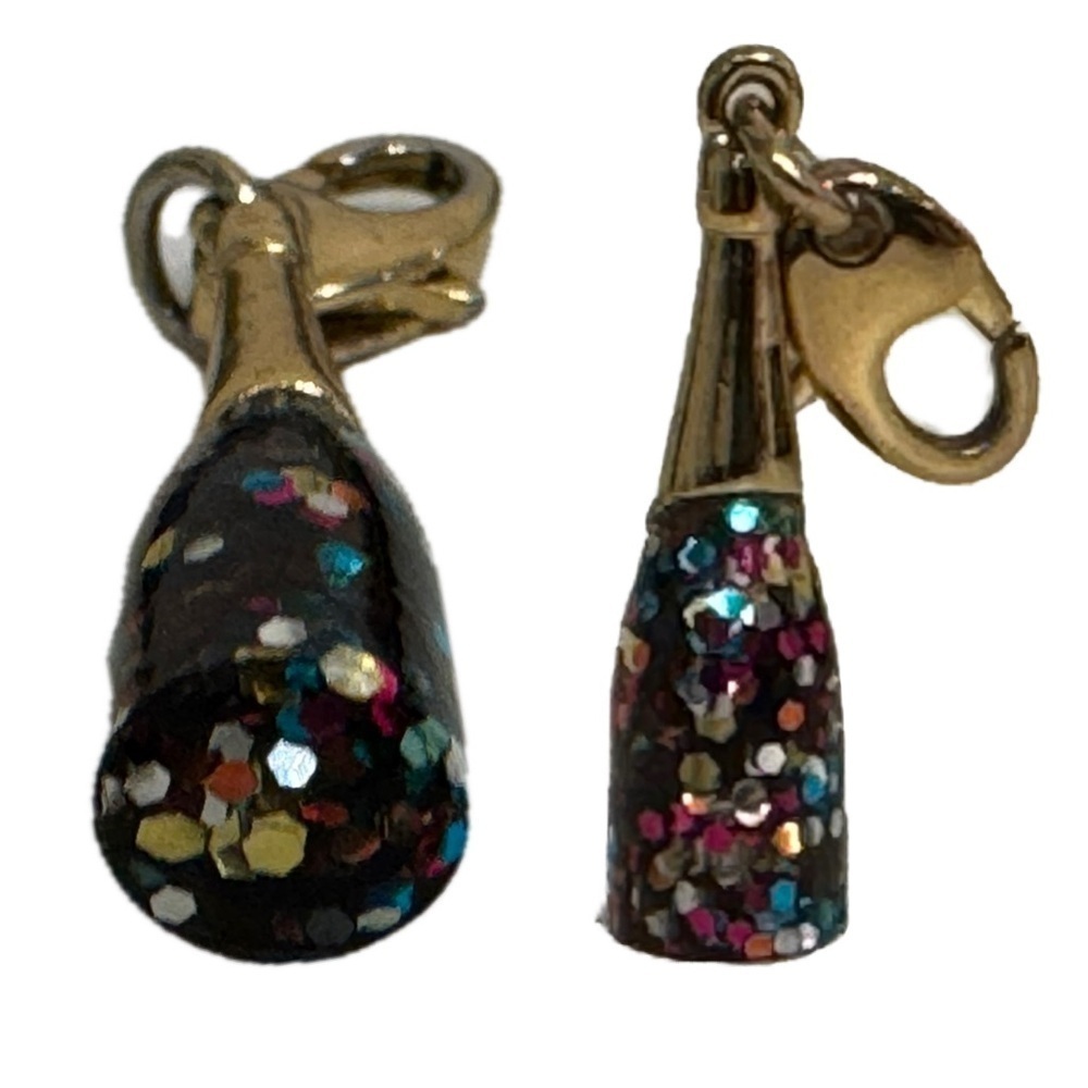 KATE SPADE CHAMPAGNE GLITTER WINE BOTTLE CHARM BRACELET HOW CHARMING NO BRACELET - Picture 2 of 6